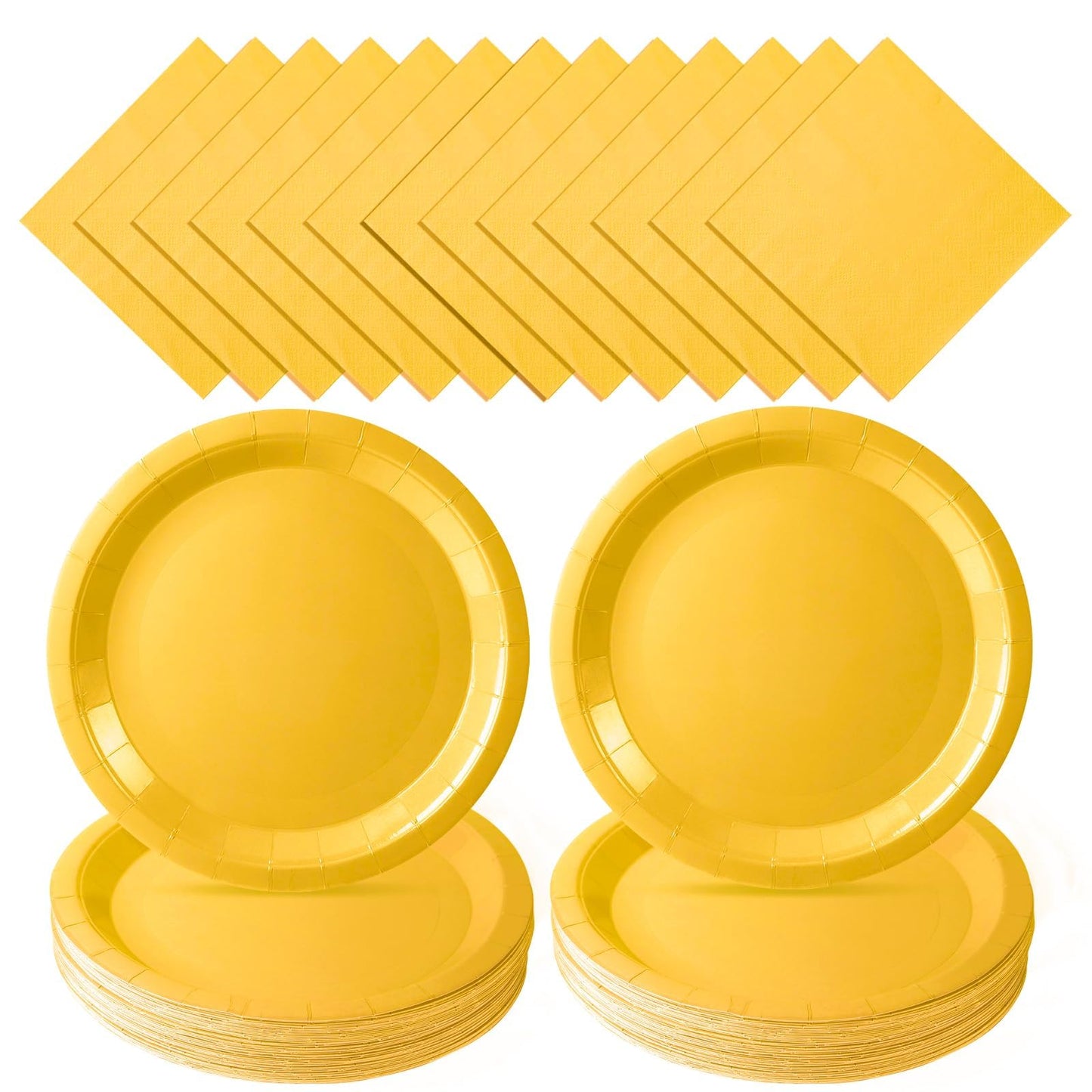 Yellow Paper Plates & Napkins Set - 50 Guests