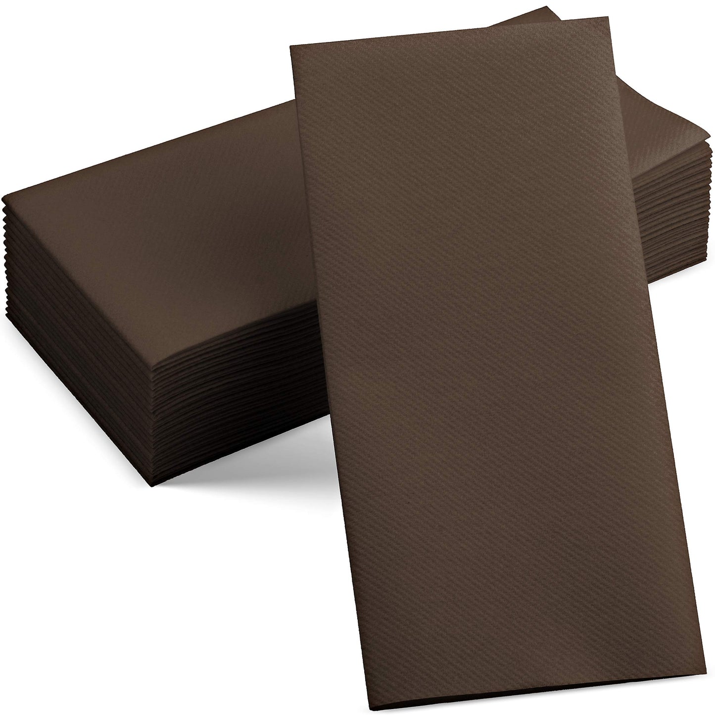 Disposable Linen-Feel Brown Napkins – 50 Pack, 12 x 17 Inch