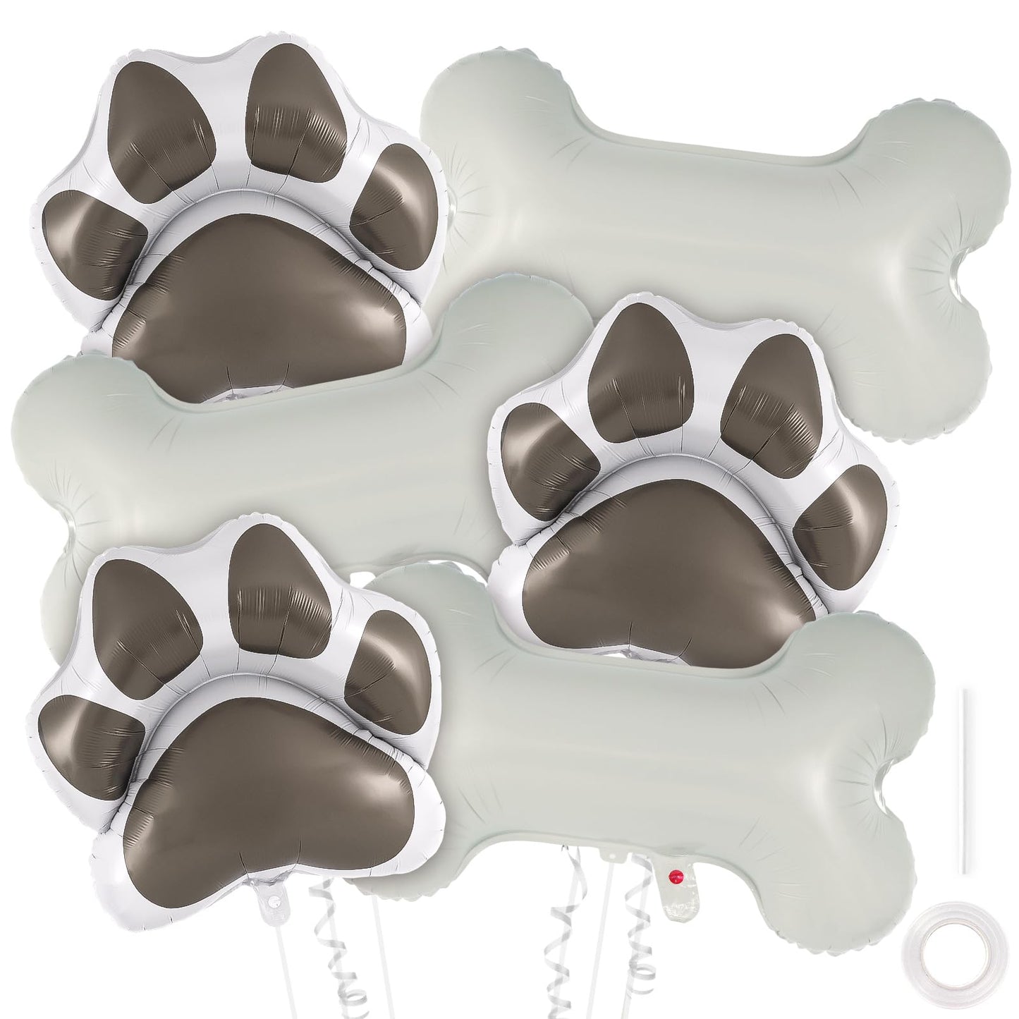 Dog Bone and Paw Print Balloons 6-Pack Dog Birthday Party Decor
