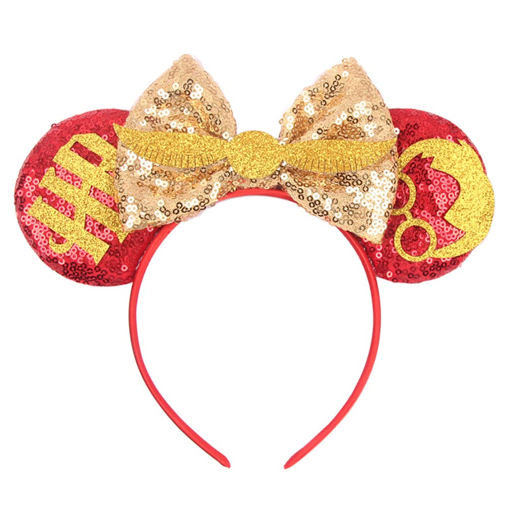 Red Birthday Boy Shiny Bow Mouse Ear Headband