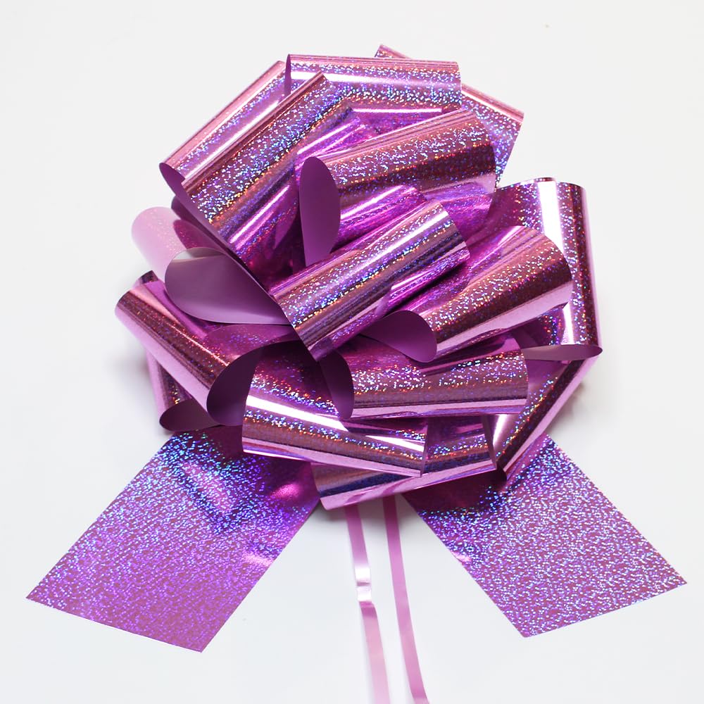 12 Inch Giant Large Pull Bows Big Glitter Metallic Bows Great Gift Bows for appliances Bikes Table Decorations and Party Events. (Pink)