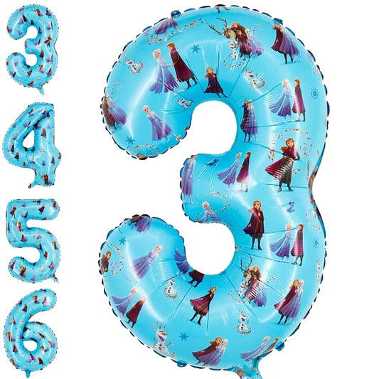 Winter Ice Princess Number 3 Foil Birthday Balloon - 32 Inch