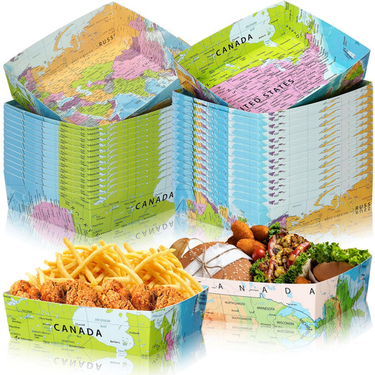 Adventure World Map Paper Food Trays