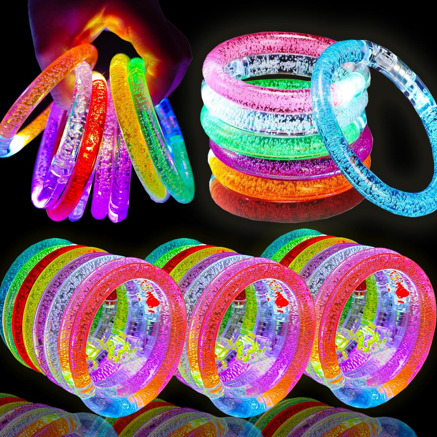 ailixinda 24 Pack Glow In The Dark LED BraceletsLight Up Bracelets Glow SticksBirthday Carnival Neon Party Supplies for Kids Adults8 Color Glow Sticks BraceletsLight up Toys Halloween Party Favors