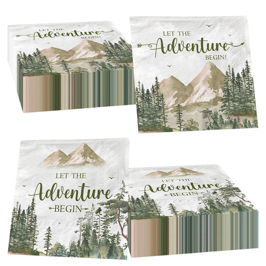 Let the Adventure Begin Travel-Themed Paper Napkins – 40 Pack