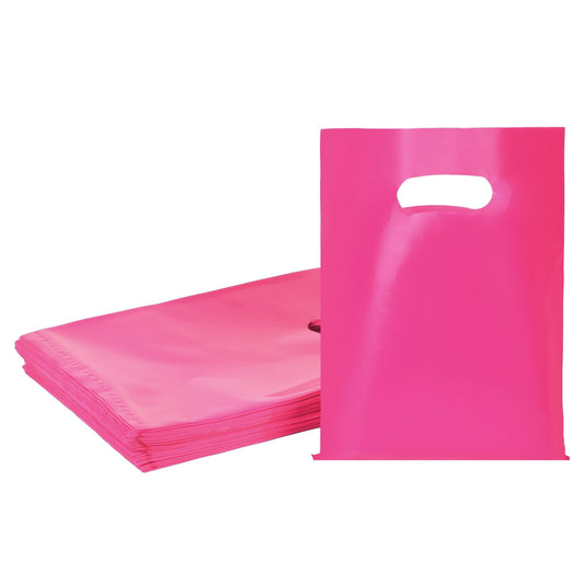 Pink Plastic Party Favor Gift Bags – 100 ct