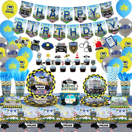 Police Birthday Party Supplies Complete Set – Serves 20