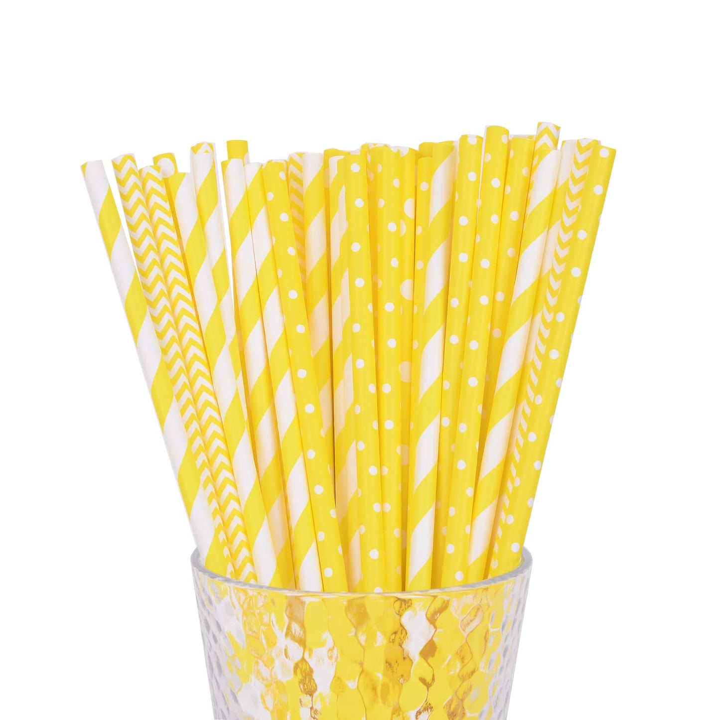 Yellow Assorted Paper Straws - 100 ct