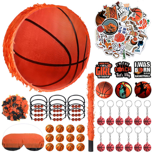 Basketball Piñata Set with Blindfold, Baton & Accessories