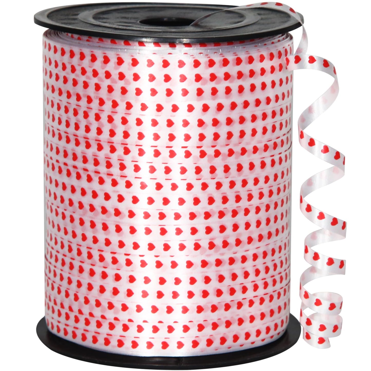 OMISELIO 500 Yard Valentine Ribbon Heart Ribbon White Curling Ribbon for Gift Wrapping Valentines Day Ribbon Balloon String Ribbon for Balloons Mothers Day Anniversary Christmas (1 Roll)