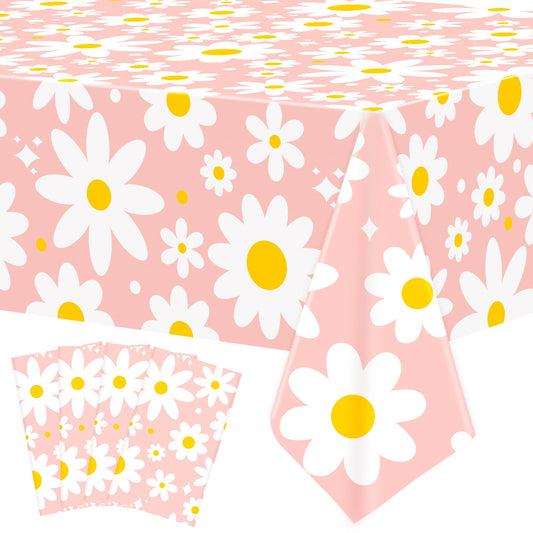 Daisy Groovy Plastic Tablecloth - 4 ct