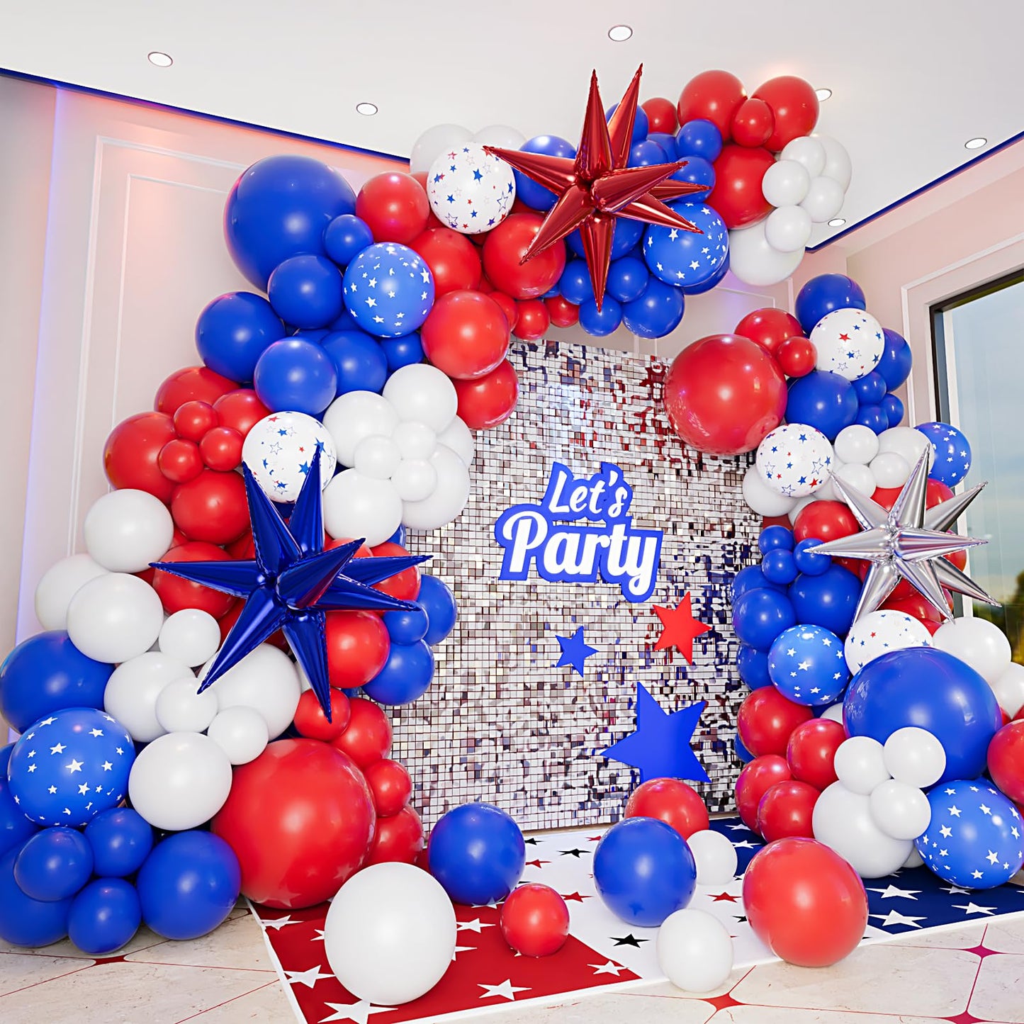 Red, White & Blue Patriotic Balloon Arch Garland Kit – 161 Piece
