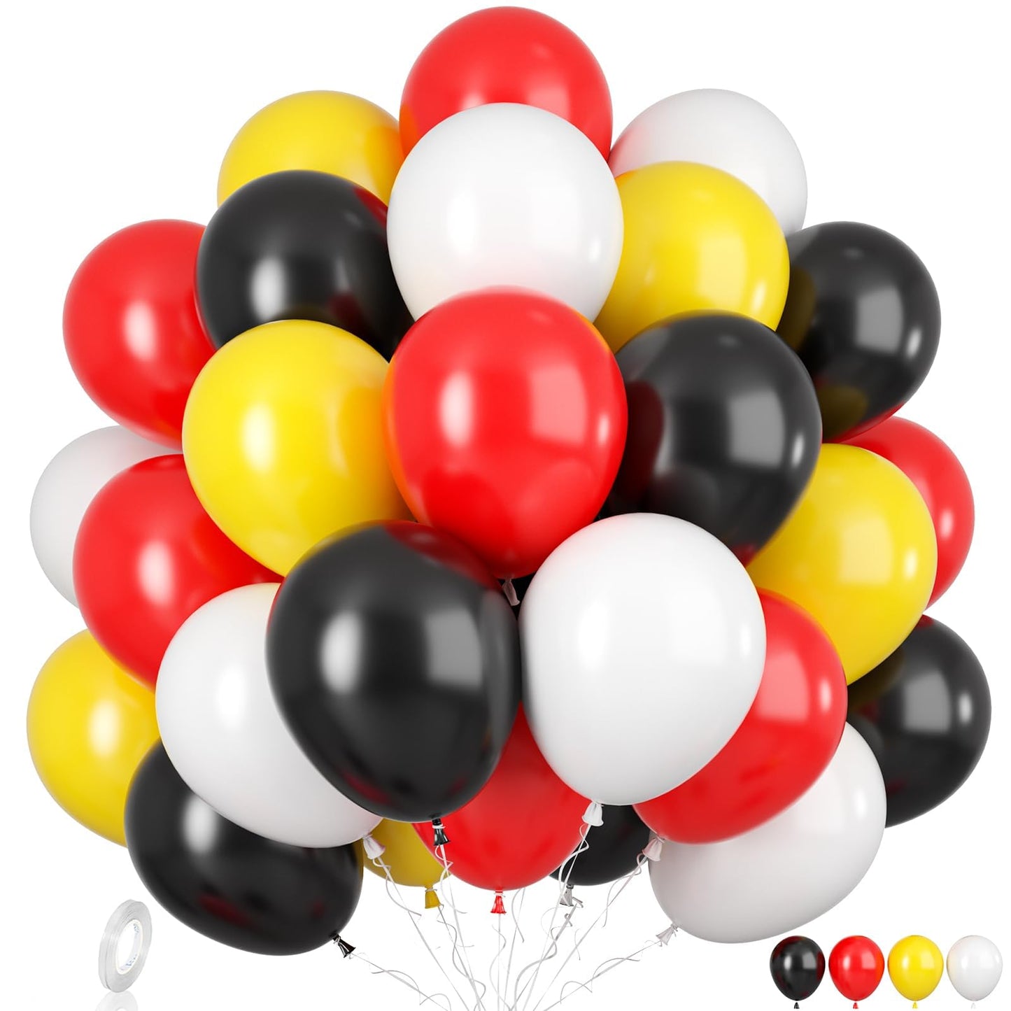 Red, Black & Yellow Party Balloons - 60 ct