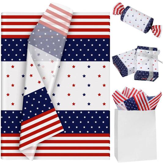 Patriotic Red White Blue Star Tissue Paper - 35 Sheets