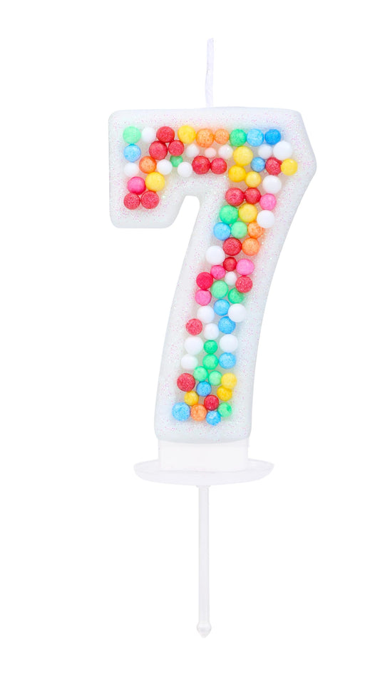 3D Glitter Number 7 Birthday Candle