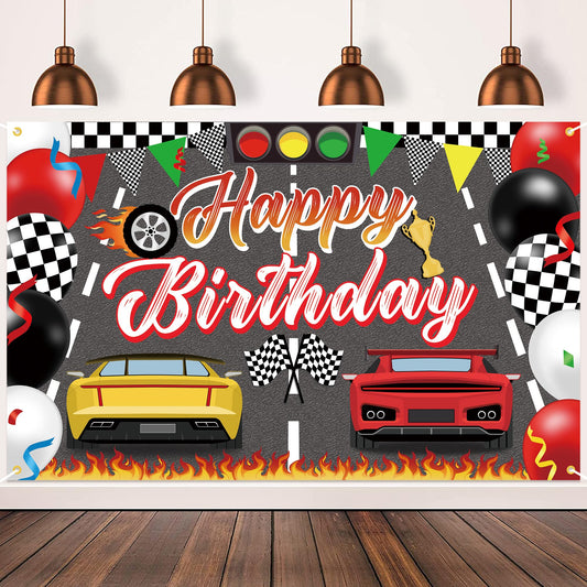 Race Car Birthday Party Photo Backdrop