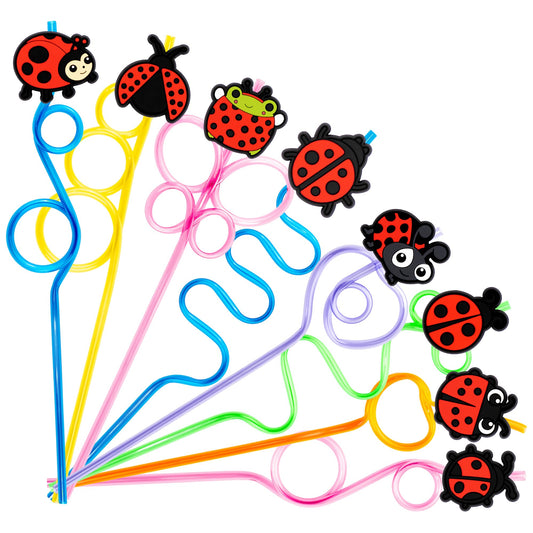 Ladybug Reusable Crazy Drinking Straws – 24 Pack