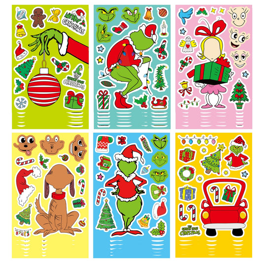 Christmas Make-a-Face Holiday Sticker Sheets – 36 Pack