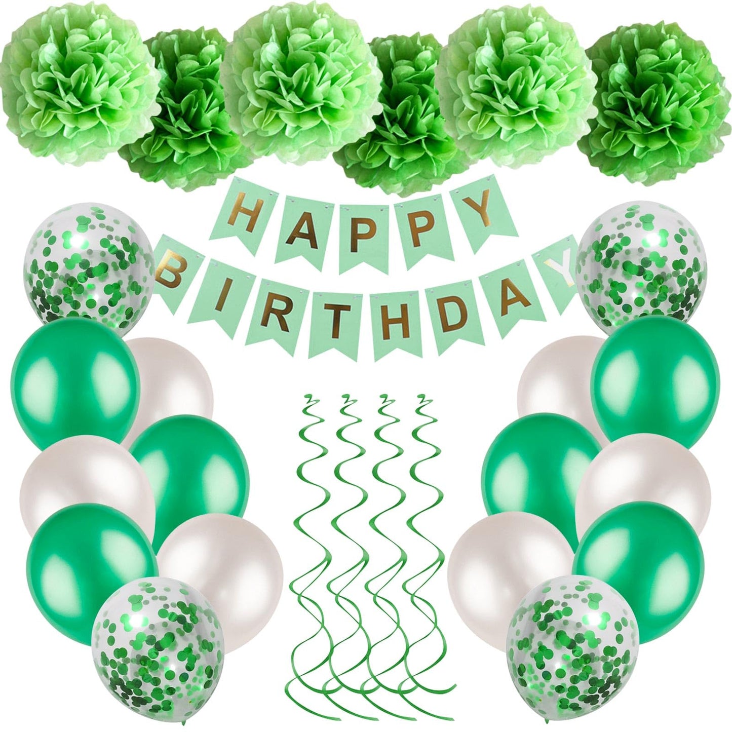 Green Birthday Party Decorations Kit - 30 ct