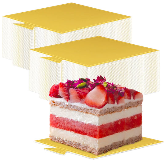 200 Pcs Mini Cake Boards Golden Mousse Cake Boards Mini Cake Bases Cake Paper Board Cupcake Dessert Displays Tray Cardboard Dessert Board Pastry Base - Grease Proof (Square Cake Board)
