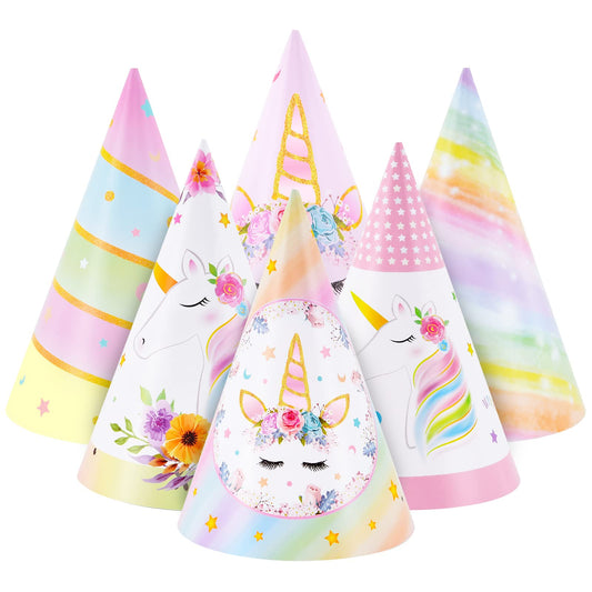 Unicorn Colourful Cone Headband Party Hats for Girls – 12 Pack
