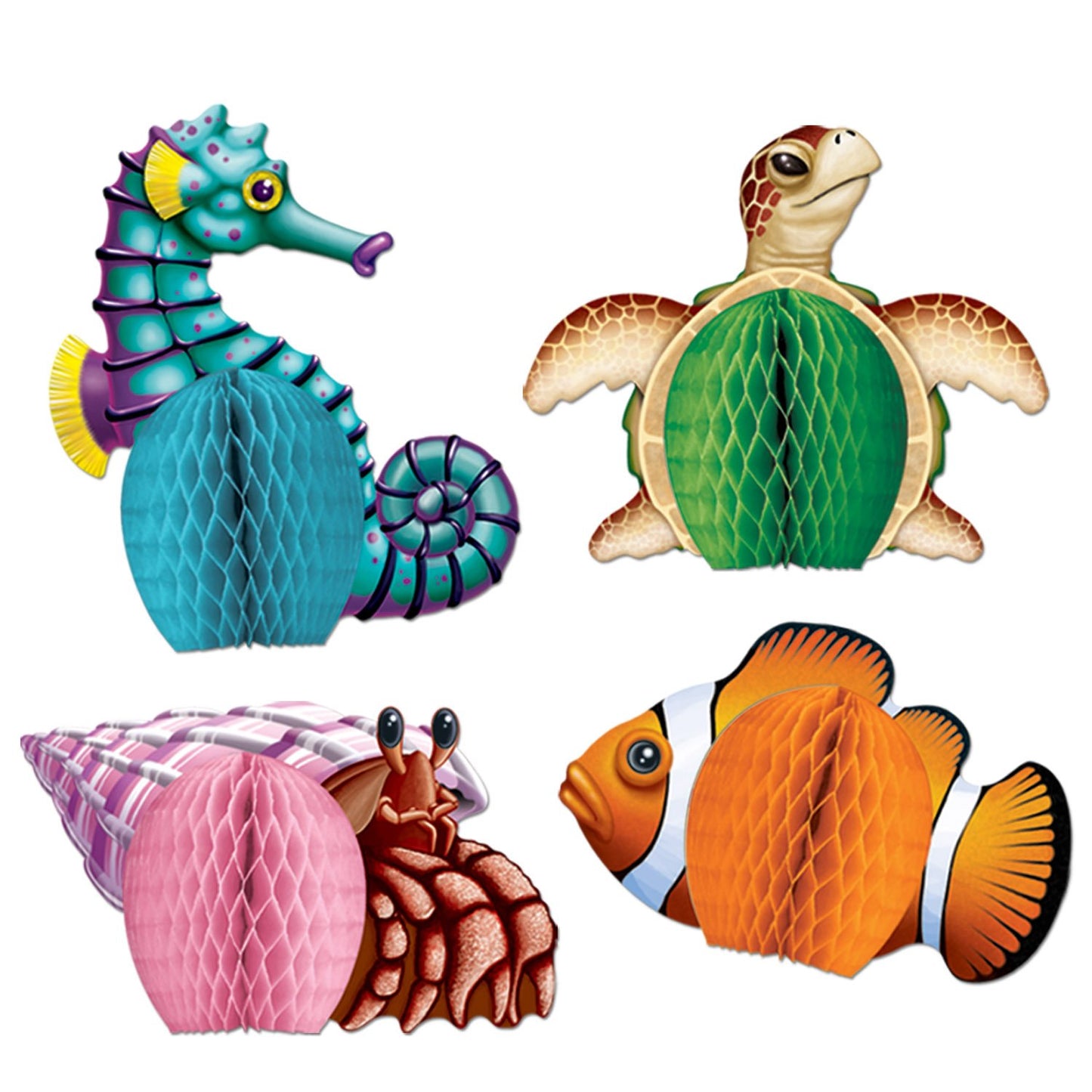 Under the Sea Creature Honeycomb Party Decorations - 4 ct