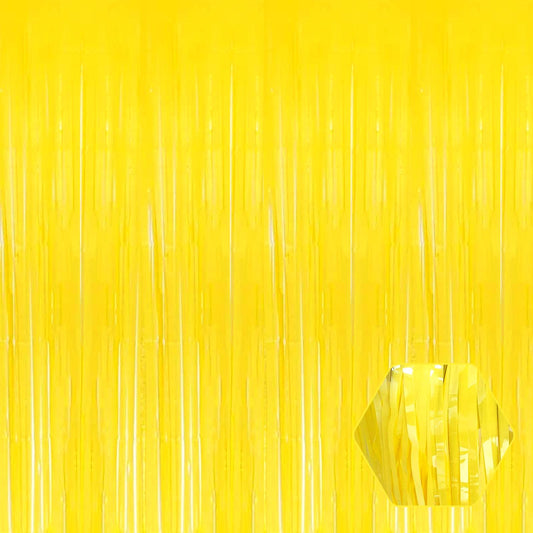 Yellow Metallic Foil Fringe Curtain Party Backdrops - 3 ct