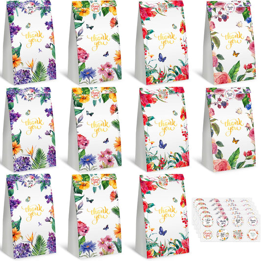 Floral Design Thank You Gift Bags – 36 Pack