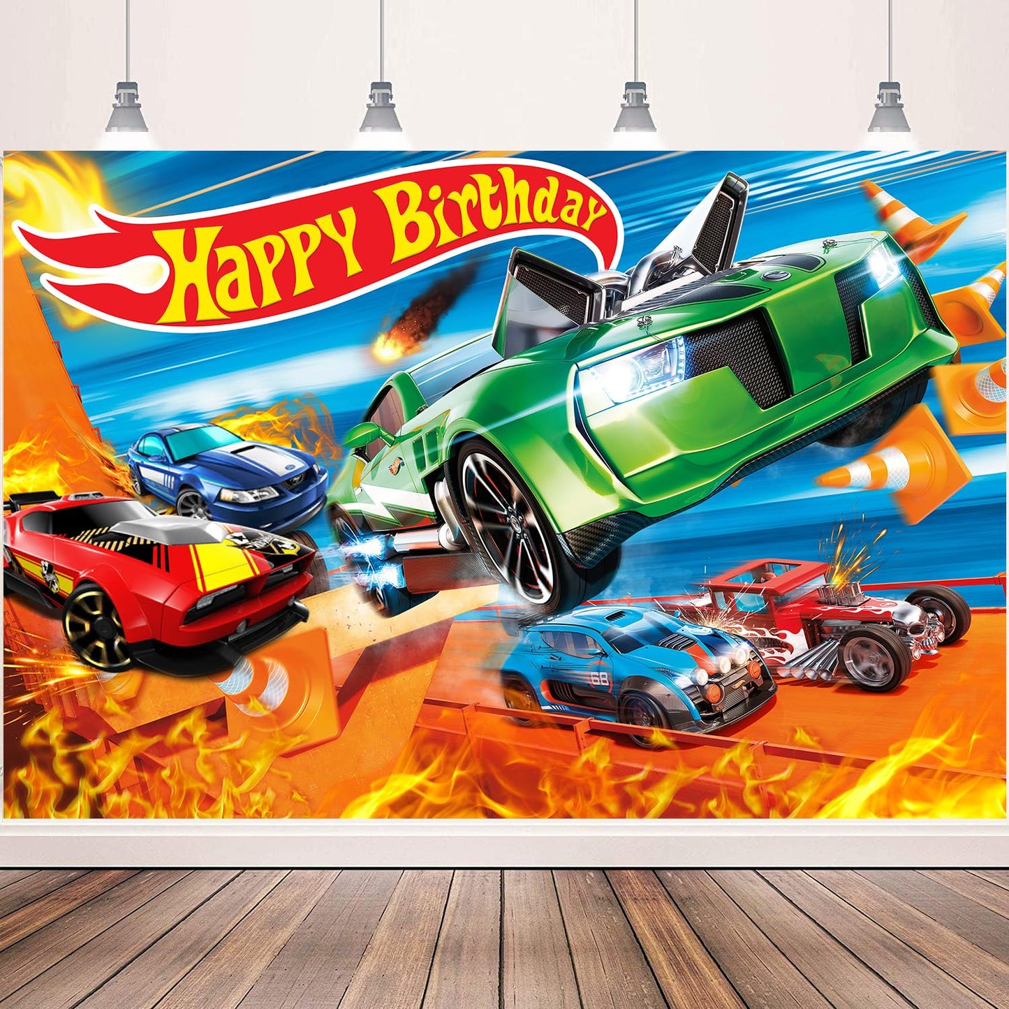 Race Car Birthday Party Photo Backdrop Banner – 5 x 3 Ft