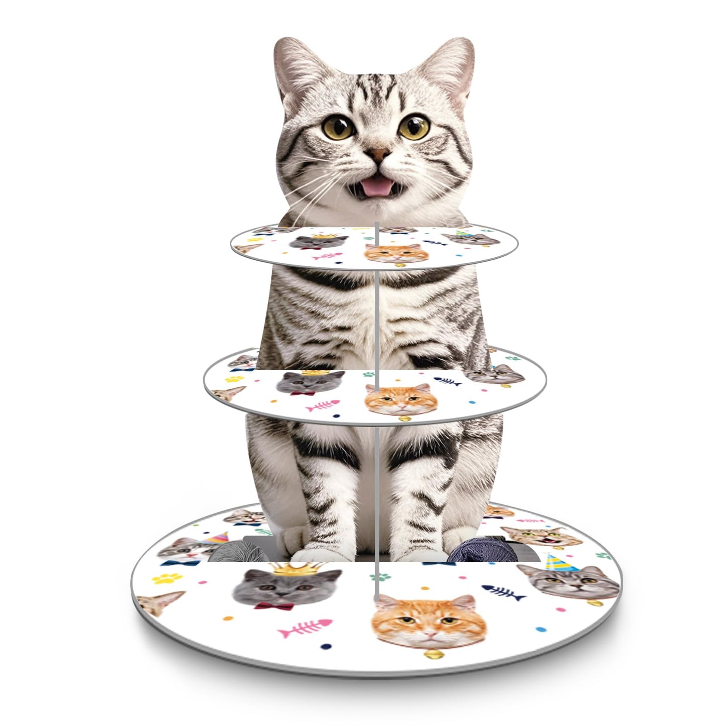 Cat-Themed 3-Tier Cupcake Stand Tower