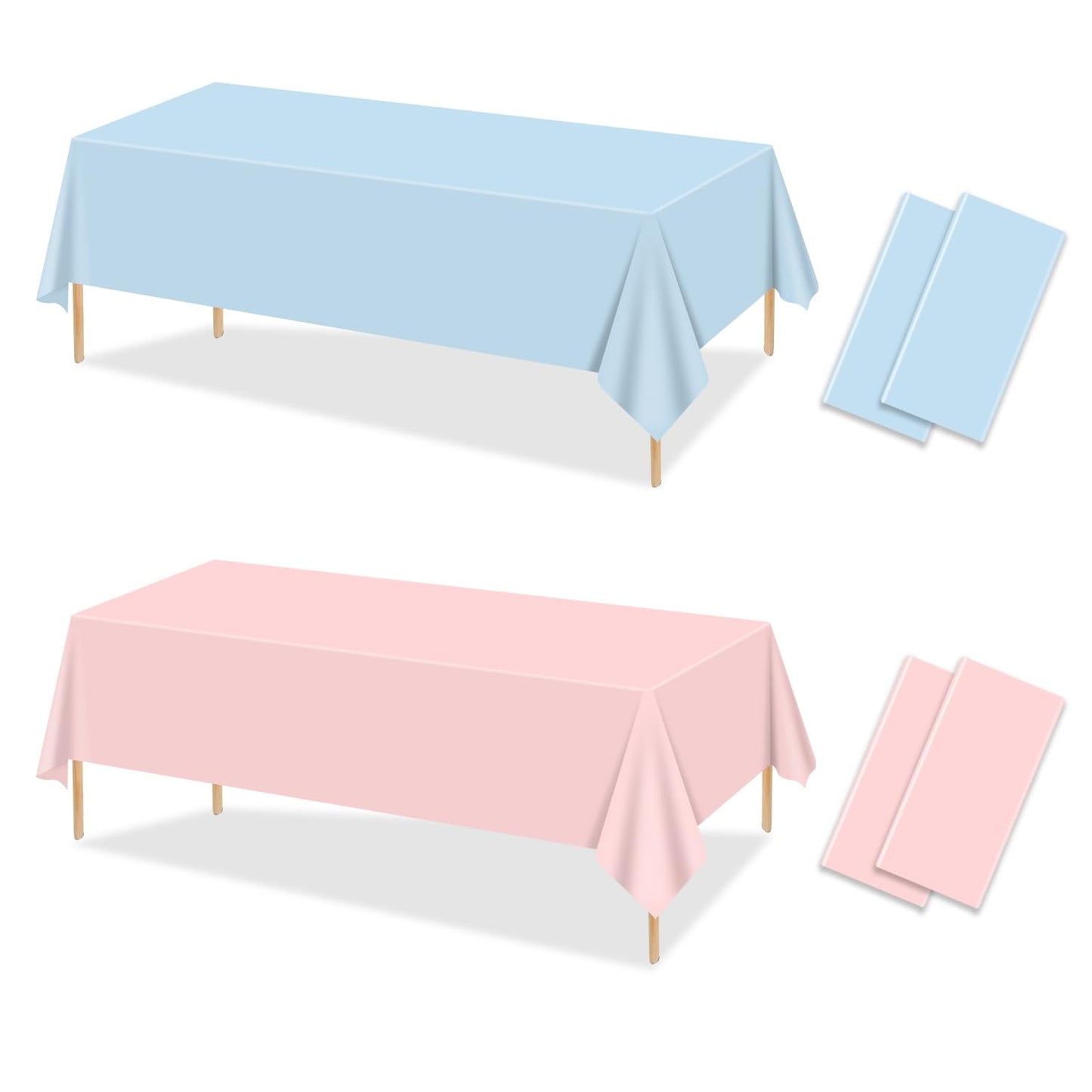 Gender Reveal Tablecloths – 4 Pack, Pink & Blue