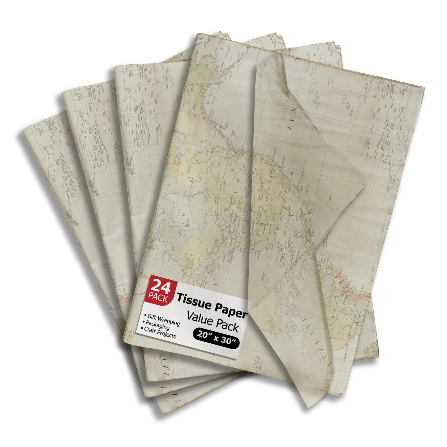 Geography Tissue Paper Map Gift Wrap