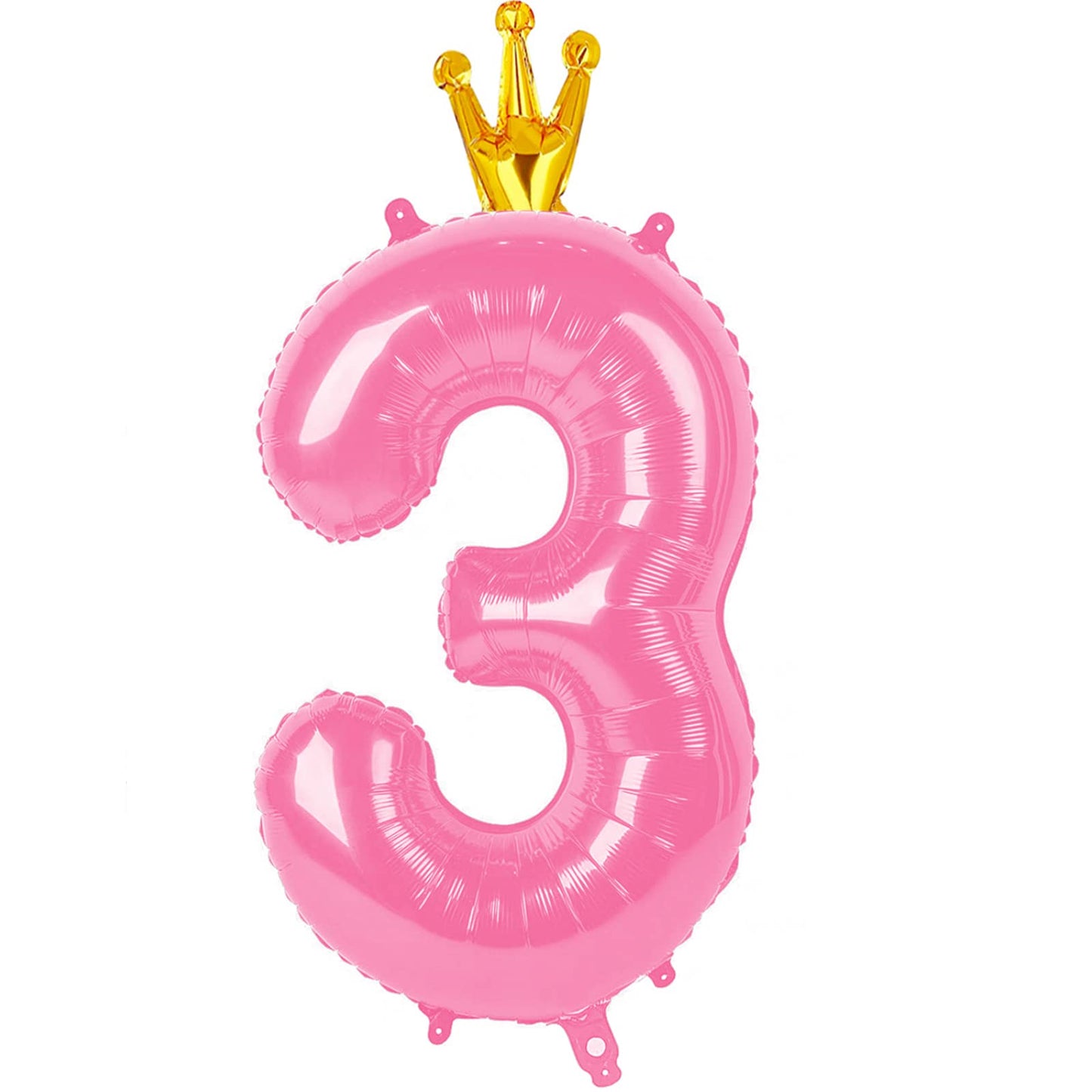 40 Inch Number Balloon 3 Pink 3rd Birthday Balloon Numbers with Crown Three Year Old Birthday Decor Big Numbers 13 30 for Party Decorations Anniversary