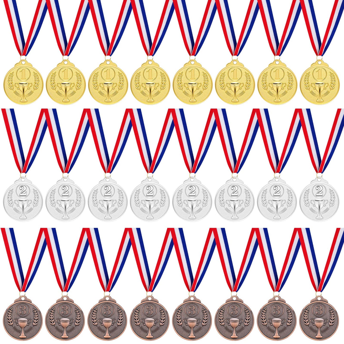 Award Medals Gold Silver Bronze Winner Medals 1st 2nd 3rd Prizes for Competitions (24PCS)