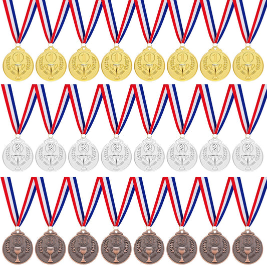 Award Medals Gold Silver Bronze Winner Medals 1st 2nd 3rd Prizes for Competitions (24PCS)