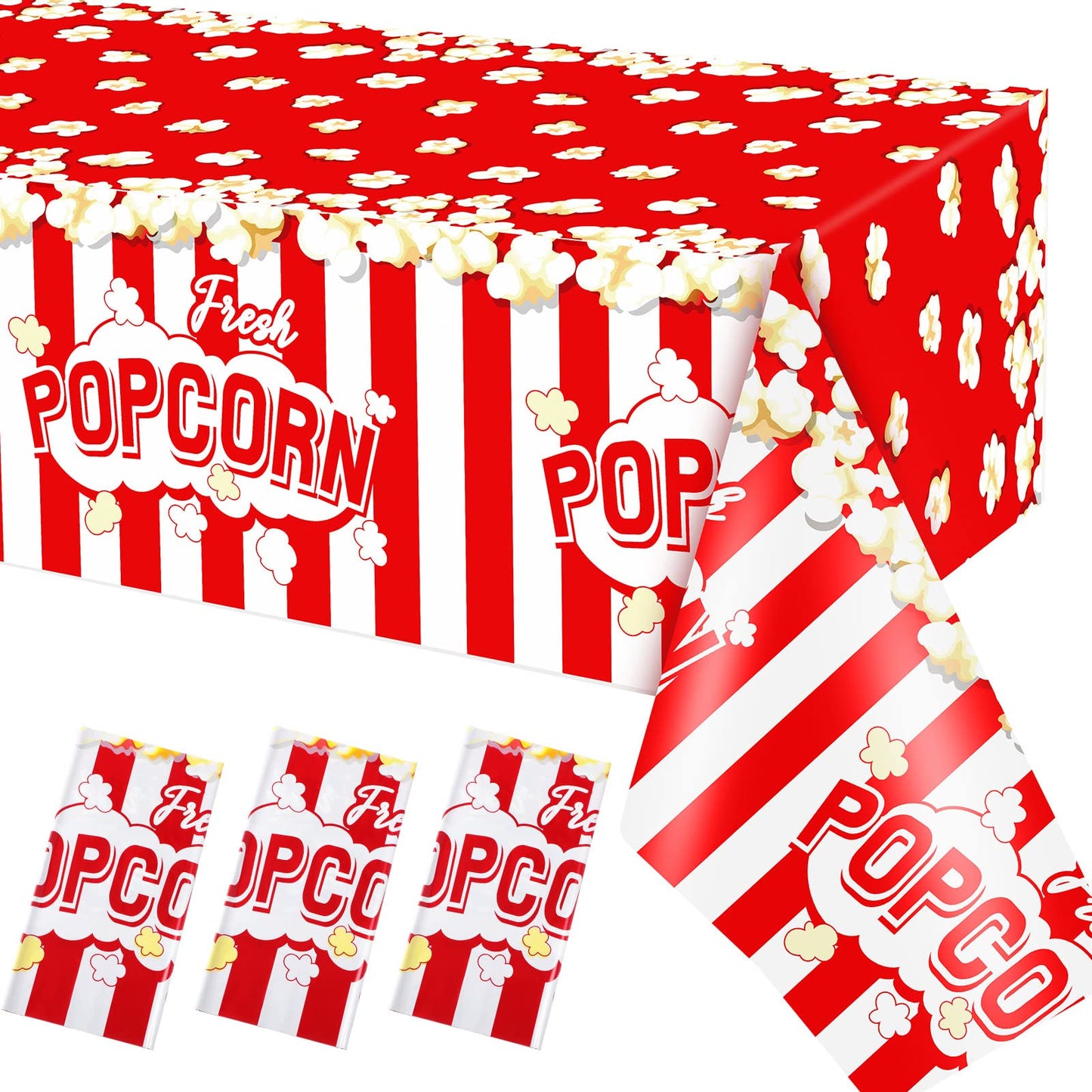 Carnival Popcorn Plastic Party Tablecloth – 3 Pack