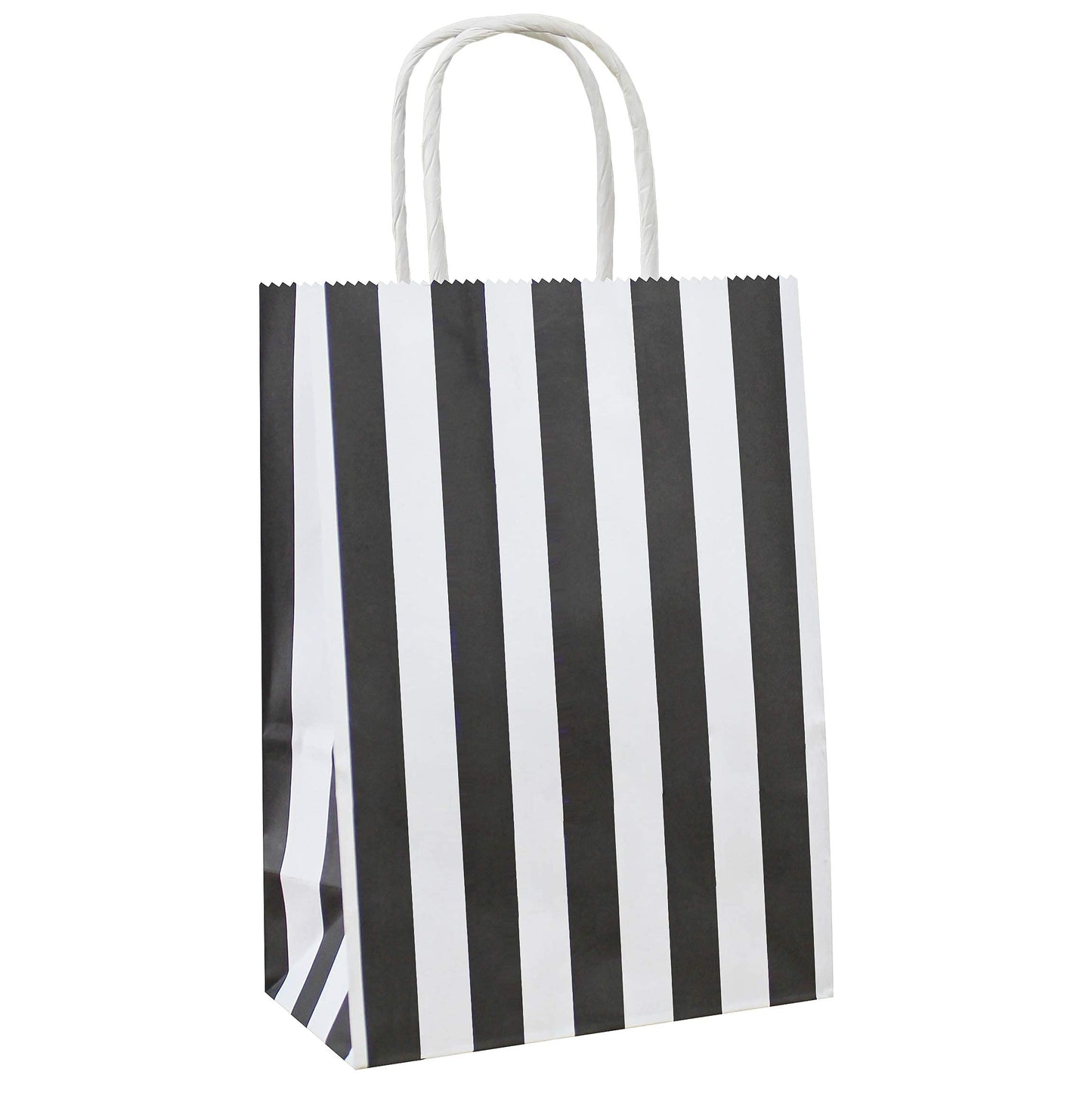 ADIDO EVA Small Black and White Striped Gift Bags with Handles Black and White Stripe Paper Bags (12 PCS 8.2 x 6 x 3.1 In)