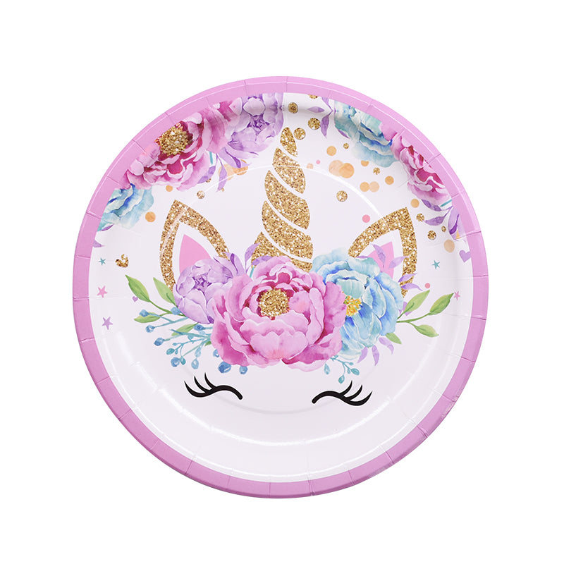 Pink Unicorn Birthday Party Tableware Set