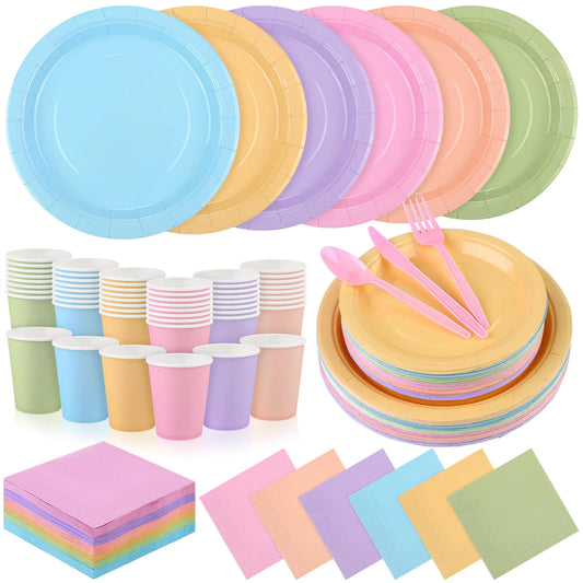 Pastel Rainbow Deluxe Dinnerware Set