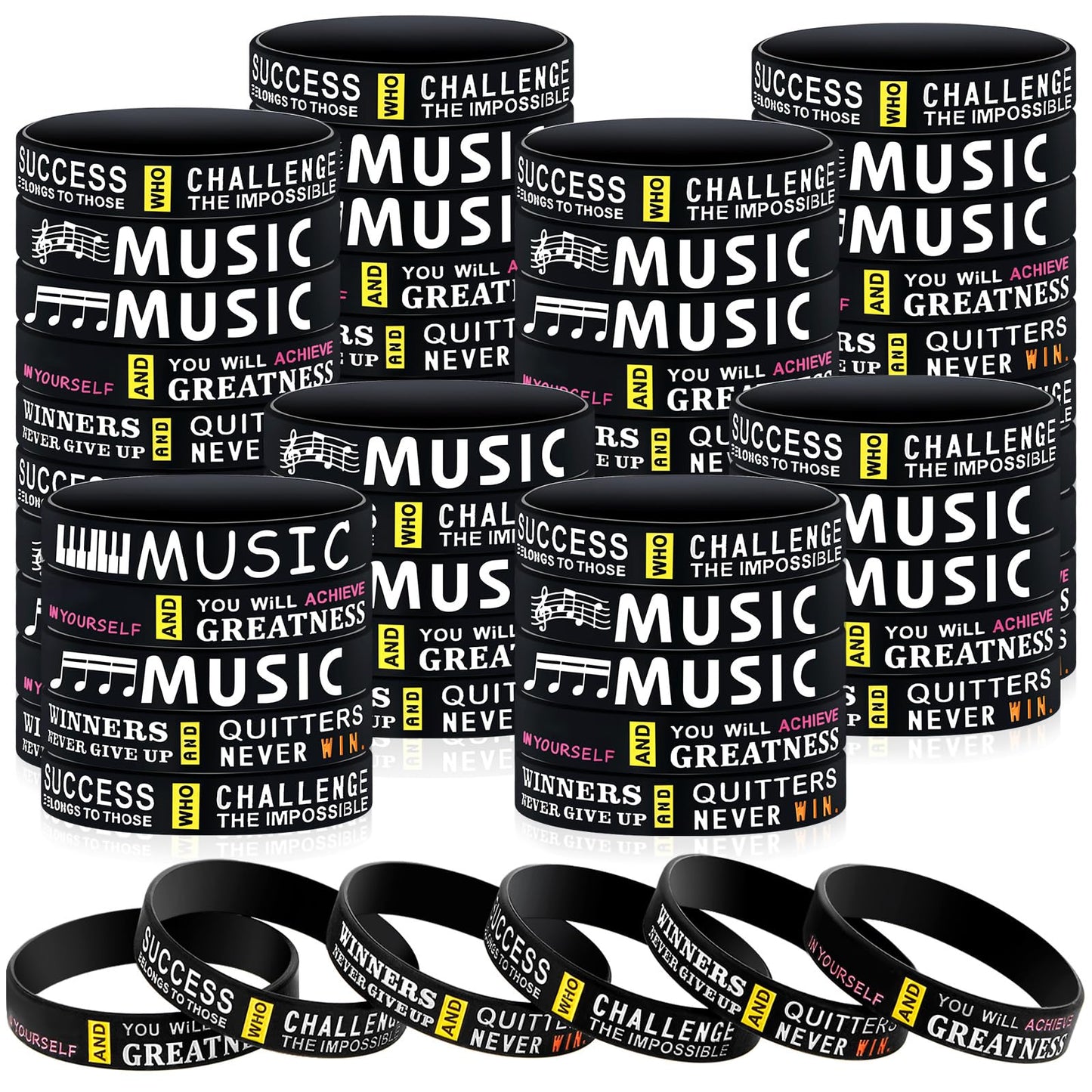 Deekin 90 Pcs Piano Notes Silicone Bracelets Music Inspirational Bracelets Piano Notes Theme Party Supplies Music Party Favors Music Gifts Piano Recital Gifts for Music Lover Musicians 3 Styles