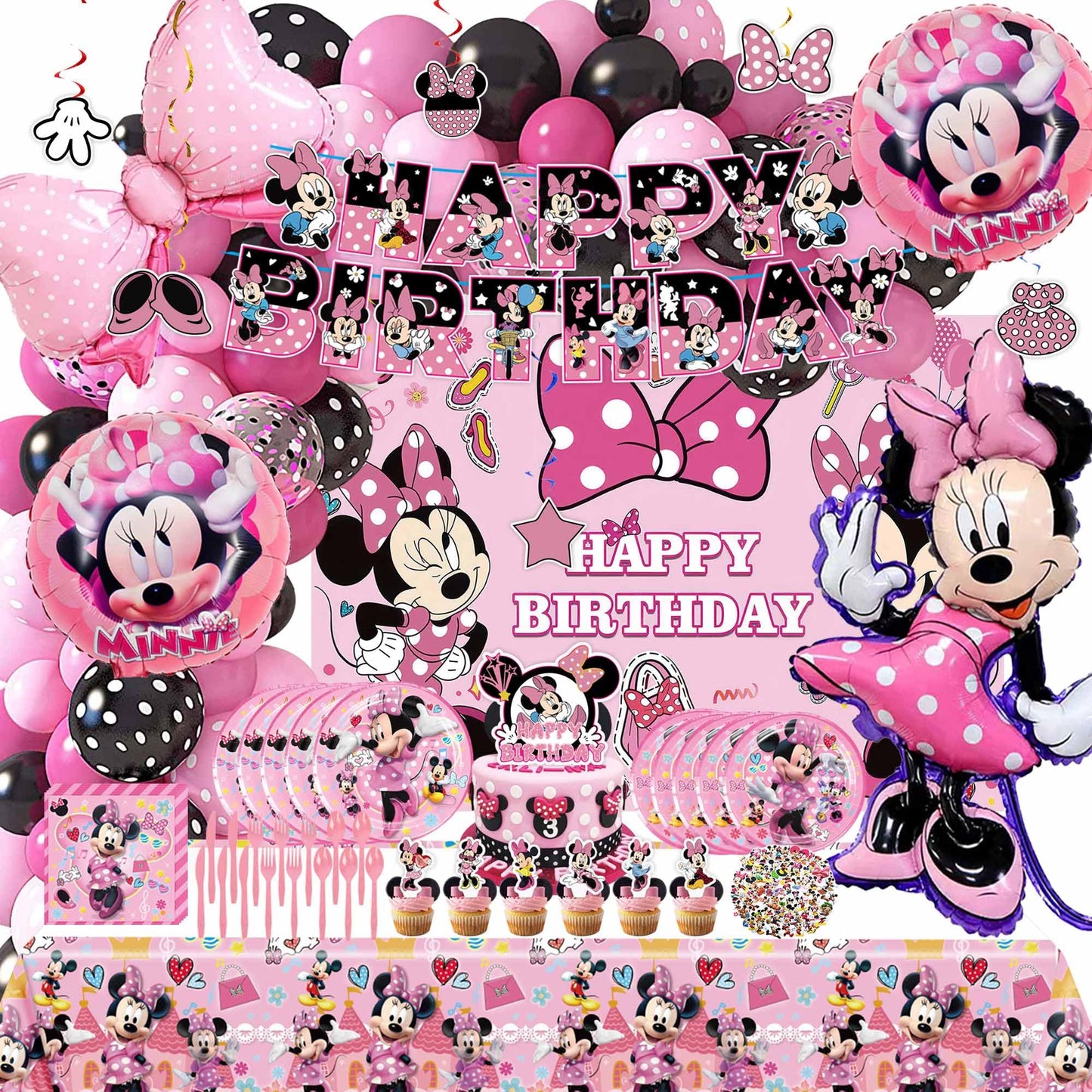 Pink Mouse Birthday Party Decoration & Tableware Set