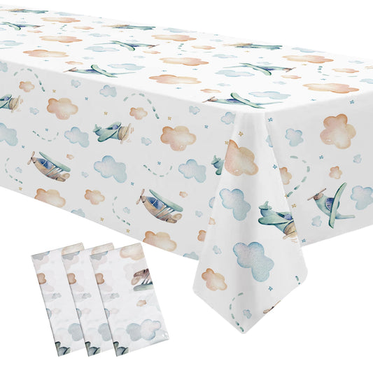Airplane Party Tablecloths – 3 Pack, 54 x 108 Inch