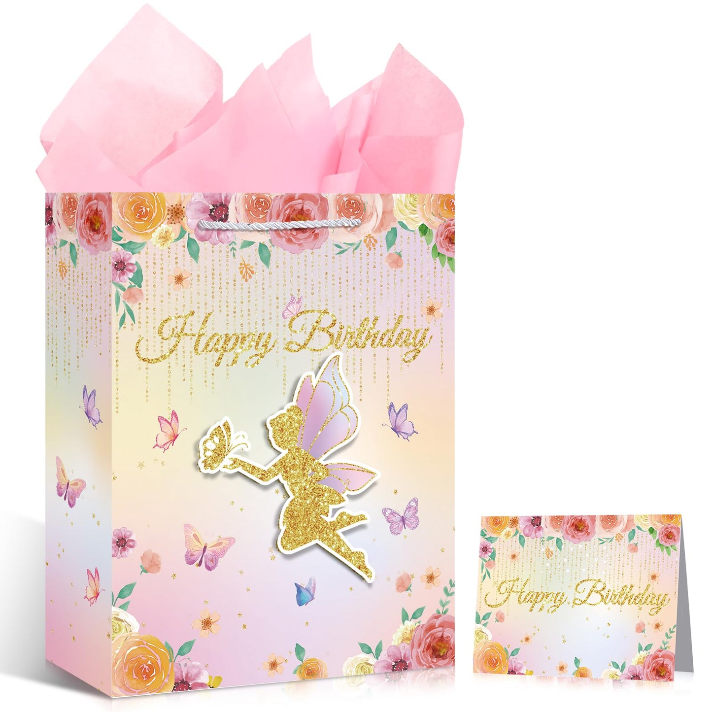 Fairy Floral Girl's Birthday Gift Bag Set