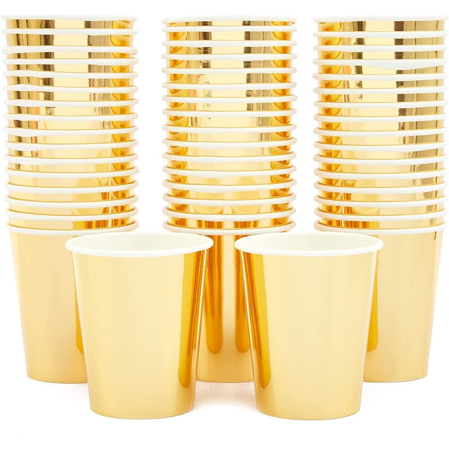 Gold Foil Disposable Paper Cups - 9 oz