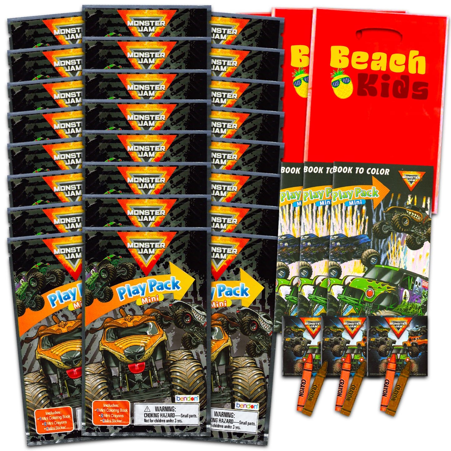 Monster Truck Mini Party Favour Play Packs – 24 Pack