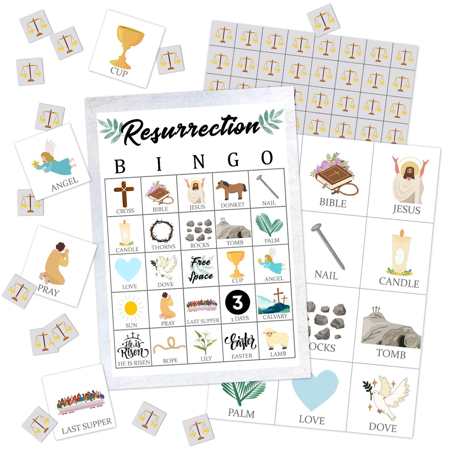 Bible Bingo Game Cards for Church and Family Parties