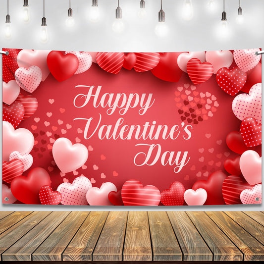 Happy Valentine's Day Backdrop Banner – 72 x 44 Inch