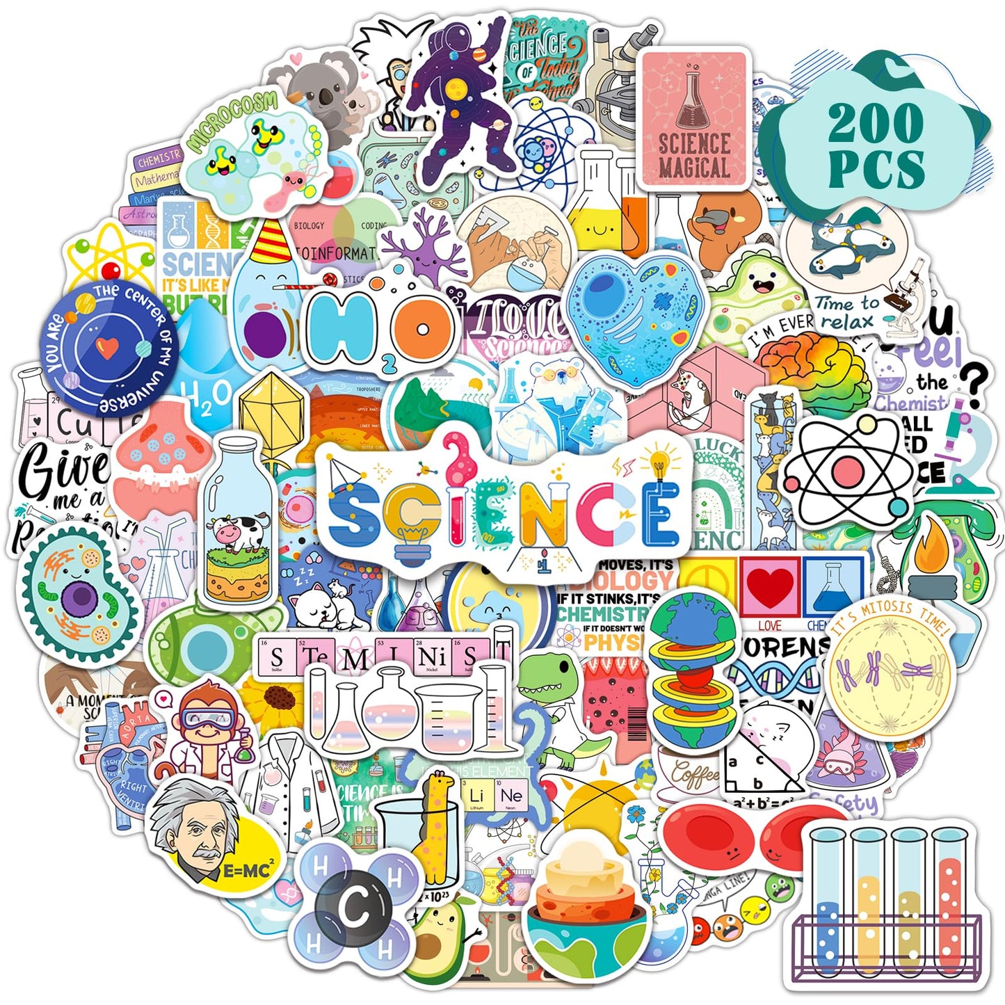 Educational Science Stickers – 200 Pack, Chemistry Biology Physics