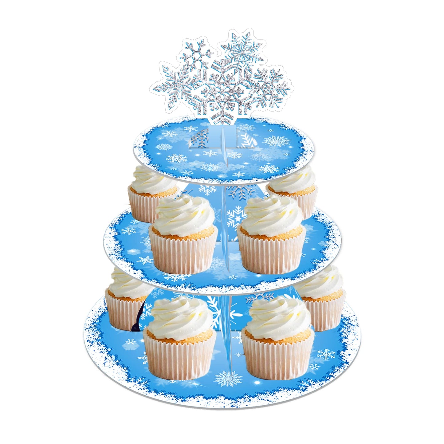 Winter Ice Princess Snowflake 3-Tier Cupcake Stand