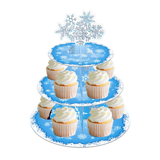 Winter Ice Princess Snowflake 3-Tier Cupcake Stand